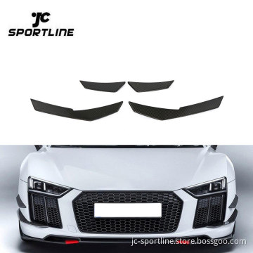 Carbon Fiber Front Fins Diveplane for Audi R8 V10 2016-2018 A Style